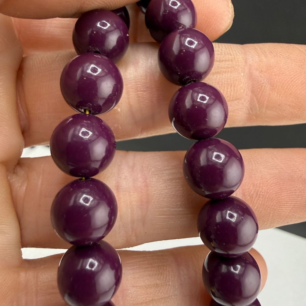 Vintage Napier Necklace Purple Beaded Glass Gold Tone Signed 24 Inch